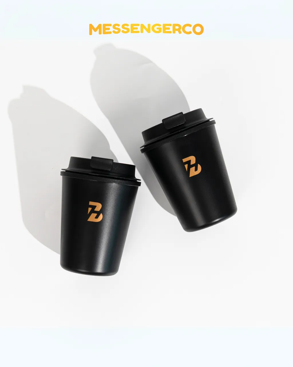 PP Double Wall Mug (350ml) Black colour with golden logo printing for hasbul brothers